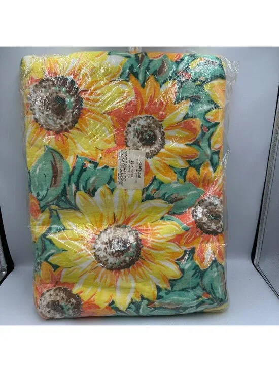 Sunflower Blanket Nylon & Polyester Blend Vintage 80x90