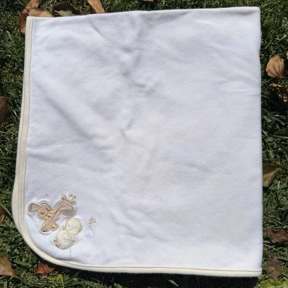 First Impressions Reversible Baby Blanket Lovey Giraffe Duck Yellow White 25x28