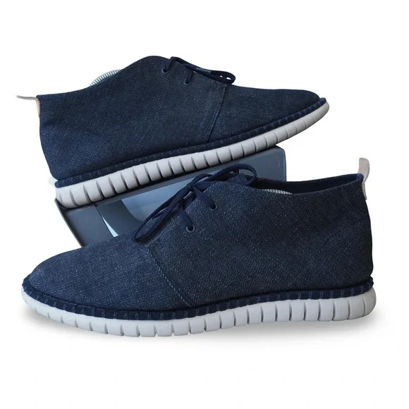 Clarks Denim Chukka Boots Mens 10.5M Indigo Ankle Lace Up Casual Shoes 21621