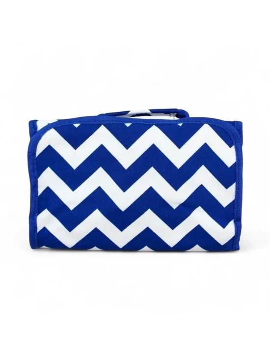 Blue White Chevron Hanging Cosmetic Travel Organizer Toiletry Bag