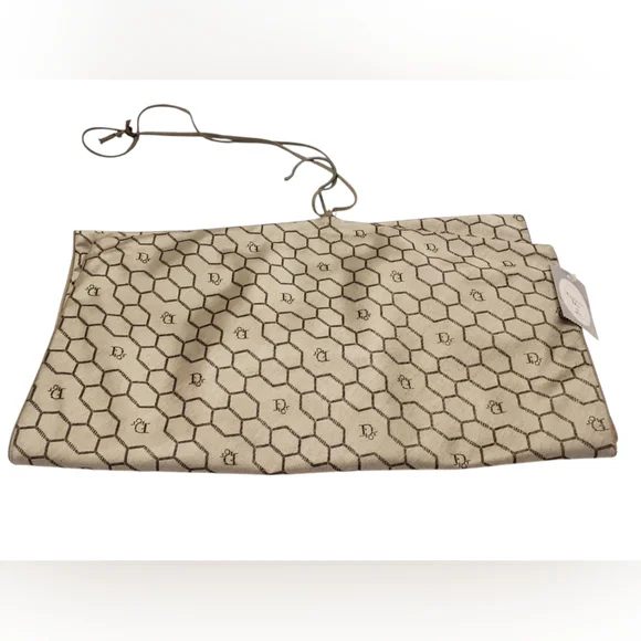 CHRISTIAN‎ DIOR 80s Beige Bag Honeycomb Sacs De Beaute Cosmetic Bag Unisex NEW