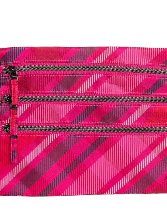 Lug Kickline Triple Zip Storage Pouch Berry plaid New