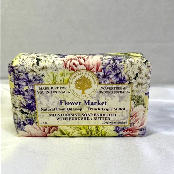 Flower Market Natural Plant Oil Soap French‎ Triple Milled Pure Shea Butter 7 Oz