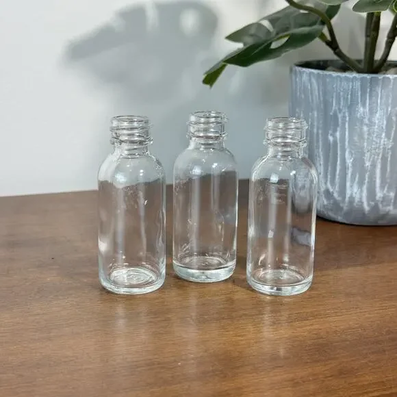 Clear Glass Bottles Empty Refillable Round Travel Size Apothecary