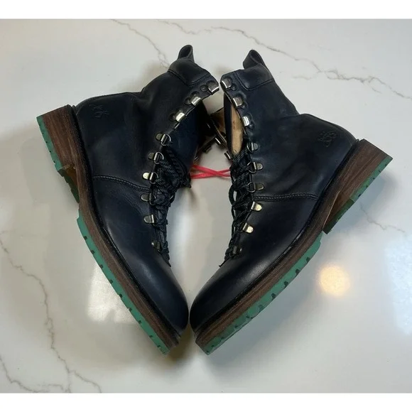 John Fluevog Leather Montaigne Lace-Up Hiking Boots Size 9M/11W