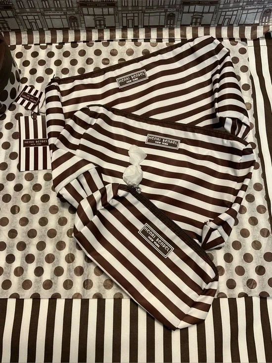 Henri Bendel Packable Travel Trio - Set of 3 Centennial Stripe Nylon Bags