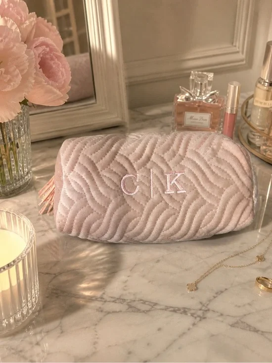 Calvin Klein Velvet Light Pink Makeup Bag