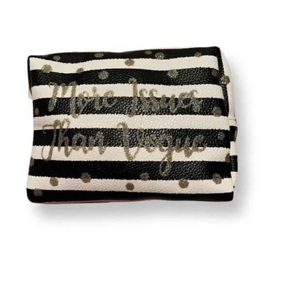 Faux Leather Black And White Cosmetic Bag