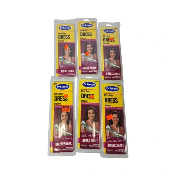 Lot of 6 Dr Scholls Ultra Thin Insoles Womens Size 5-10 Trim to Fit Vintage