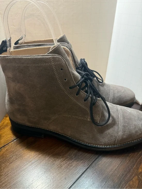 AllSaints Harland Suede Boots Men's Size 13 Grey Cap Toe Lace Up Ankle MO63FB