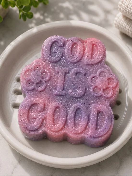 Lavender coconut SOAP shimmer 5x4in 10oz shea butter based god is good