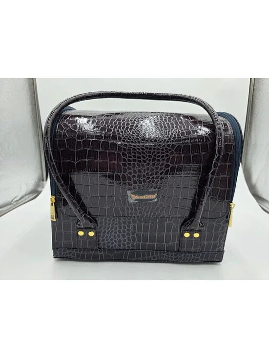 SeneGence Faux Croc Leather Makeup Train Case Organizer
