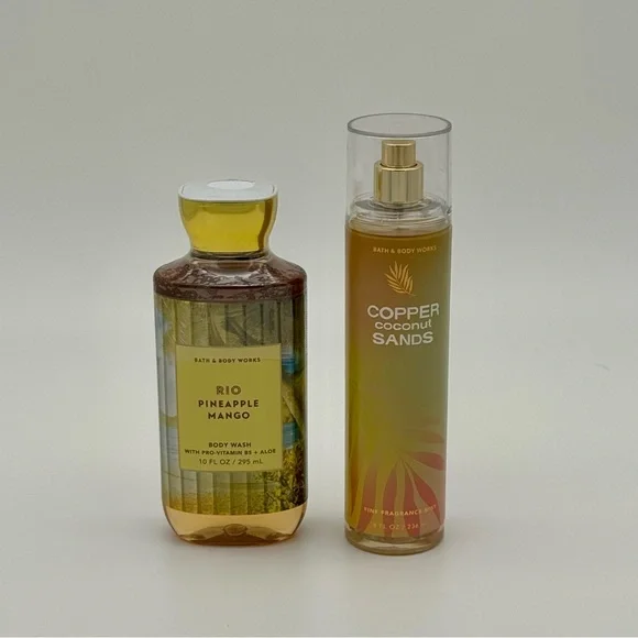 Bath & Body Works Rio Pineapple Mango Body Wash & Copper Coconut Sands Spray NWT