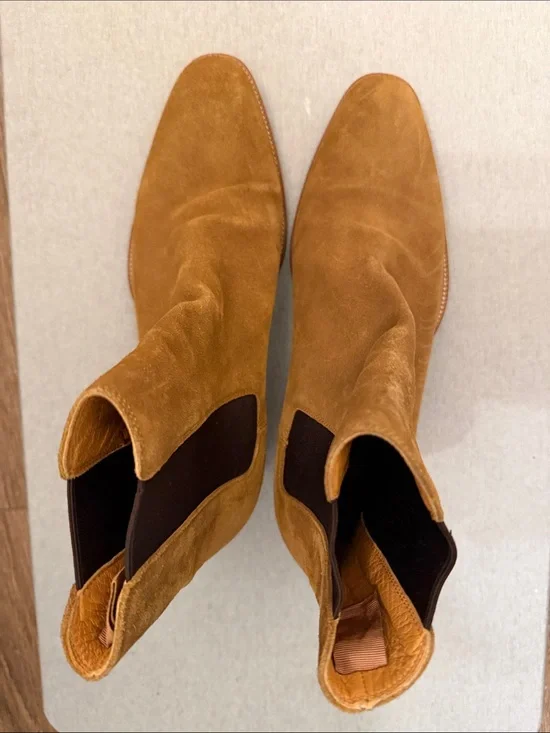 Yves Saint Laurent Men's Suede Chukka Boots in Tan Brown