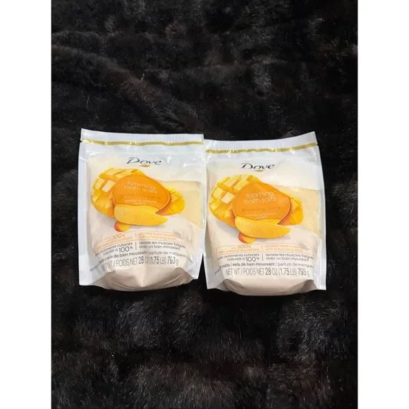 Dove Glowing Care Foaming Bath Salts Mango and Almond, 28 Oz x 2