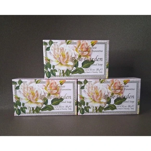 Saponificio Fiorentino Rose Garden Bar Soap Handmade In Italy 3 x 10.5 oz Sealed