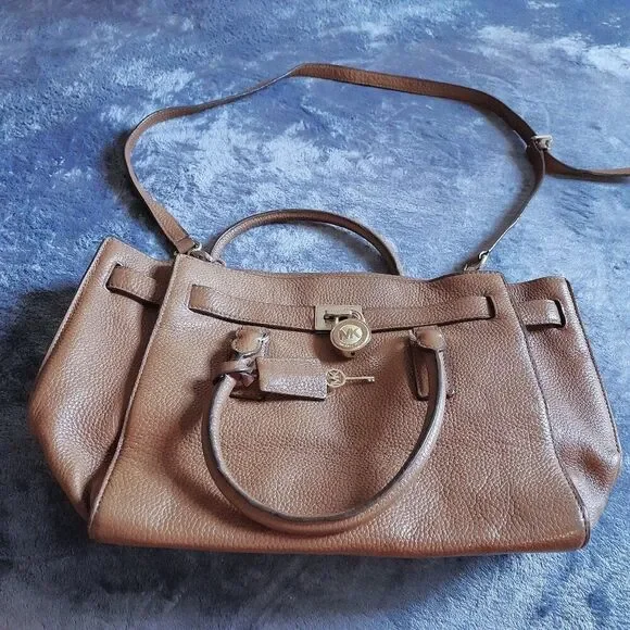 Michael Kors Women’s Brown Crossbody Leather Bag with Lock and Key