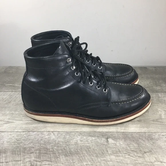 Thursday Boots Diplomat Black Matte Lace-Up Leather Moc Toe Mens Boots Size 11.5