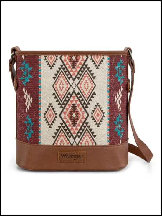 Aztec Print Canvas Crossbody Bag with Adjustable Strap
