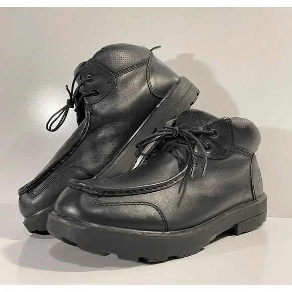 TIMBERLAND 36551 MENS SIZE 11M BLACK LEATHER CHUKKA 2 EYELET ANKLE MOE TOE BOOTS