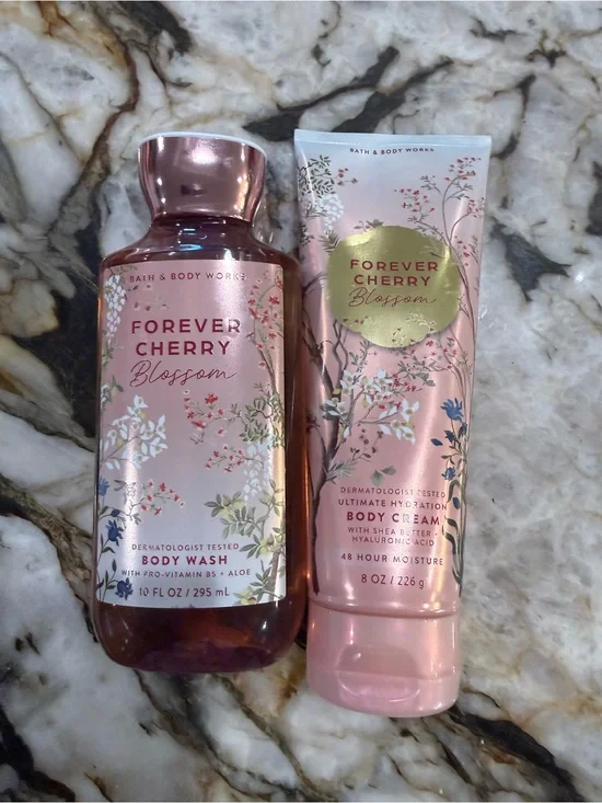 Bath & Body Works Forever Cherry Blossom Body Wash & Body Cream Set
