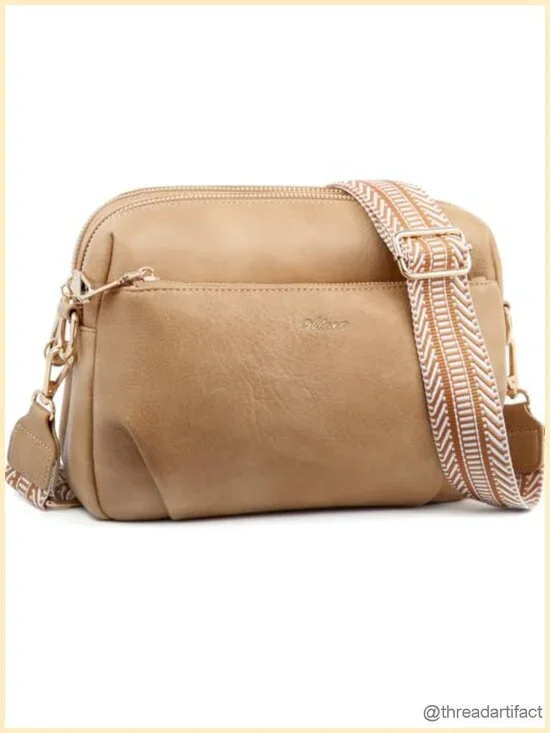 Vegan Leather Crossbody Bag Anti Theft RFID Blocking Multi Pockets Wide
