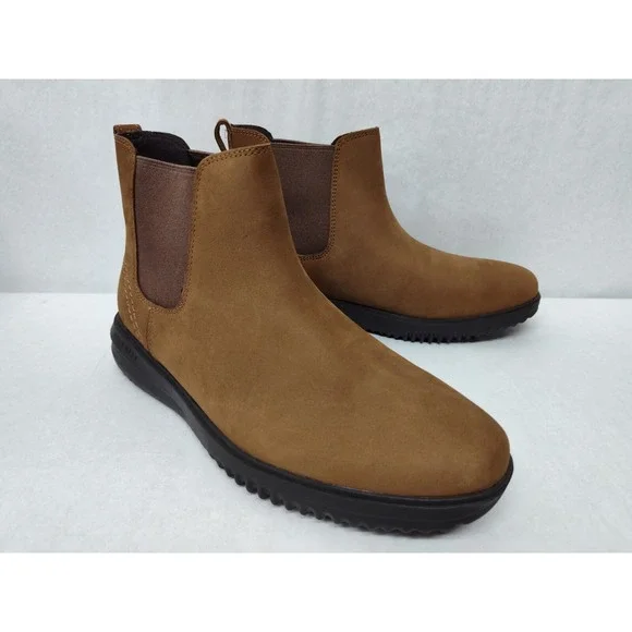 Cole Haan Men's Grand Plus Chelsea Suede‎ Boots C38789 Lumber Java Sz 10.5