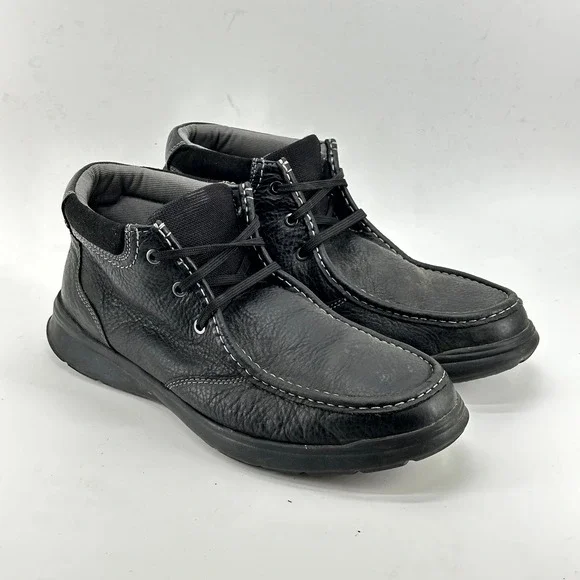 Clarks Boots Mens 13 M Black Cotrell Chukka Ankle Lace Up Leather Casual
