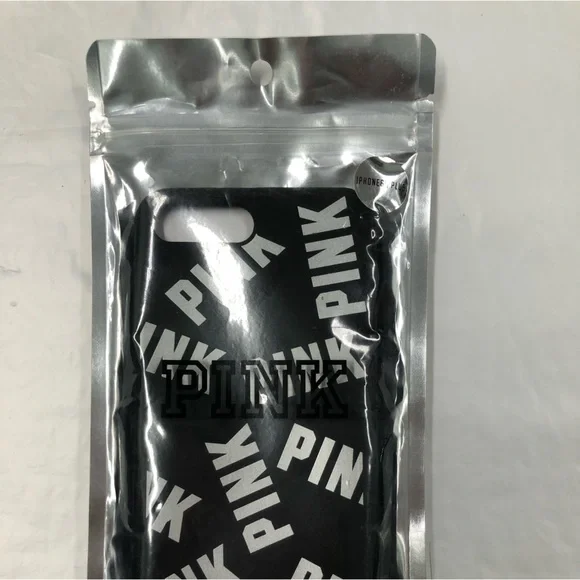 Victoria’s Secret Pink IPhone 6/ 7 Plus with ID Pocket Rubber Case, Black Logo