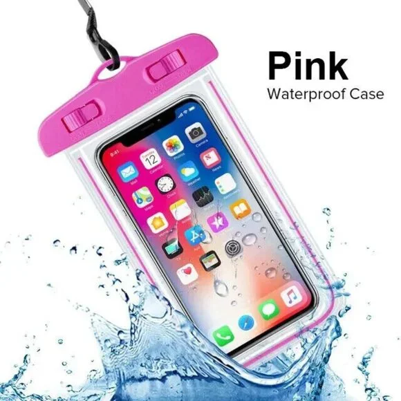 Pink Waterproof Phone dry Bag Pouch Underwater Swimming Cell Phone Case Cover