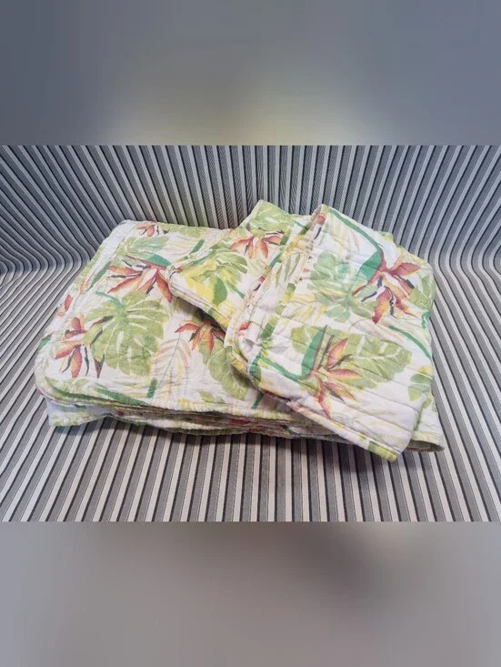 Twin Tropical Comforter Set Birds Of Paradise 2 Pillow Shams Floral