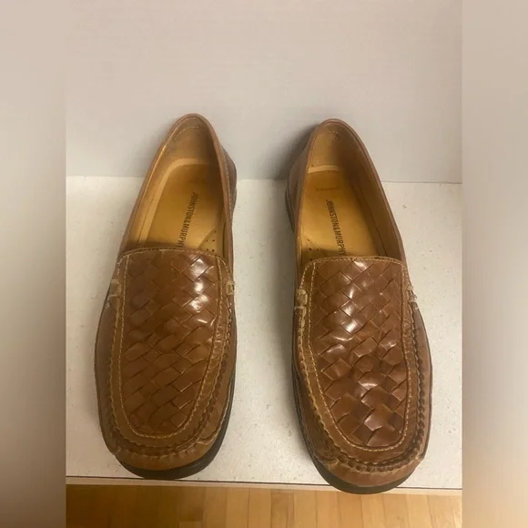 Men’s Johnston and Murphy Brown Leather Sheepskin Loafers Prep/Old Money