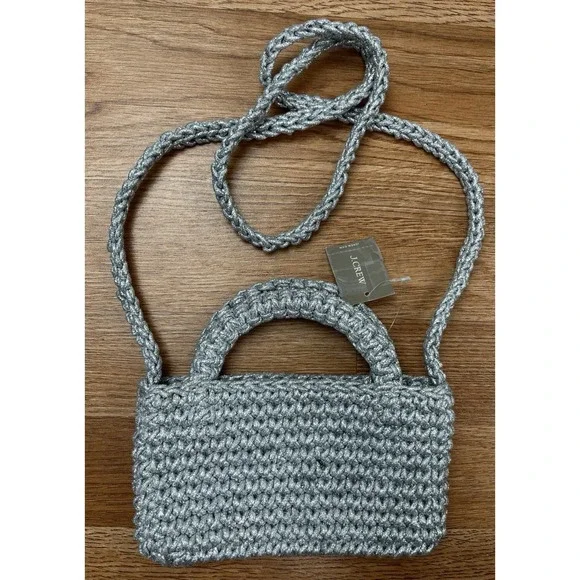 J.Crew Cadiz Small Silver Metallic Crossbody Phone Purse Bag NEW