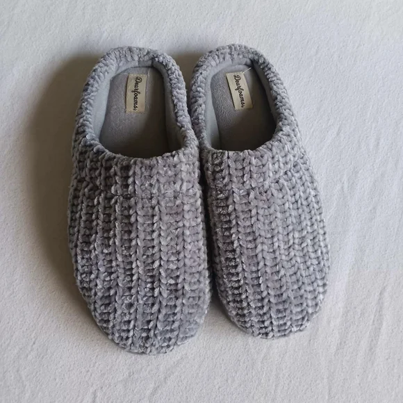 Dearfoams Men Sz XL 9-10 Soft Gray Slippers