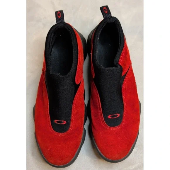Oakley Flesh Red Suede Slip On Shoes Y2K Gorpcore Men's 9.5‎ Rare