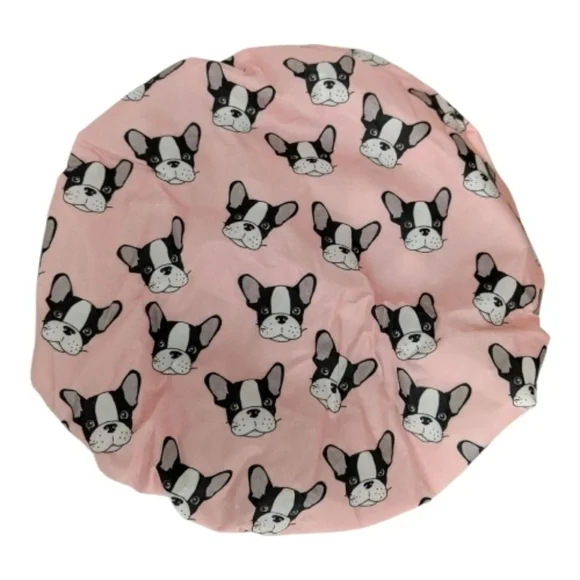 bellabeauty pink black white french bulldog shower cap frenchie boston terrier