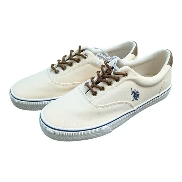 U.S. Polo Assn. Men's Wembley Canvas Sneakers 10.5 Beige/Cream Casual Low Top