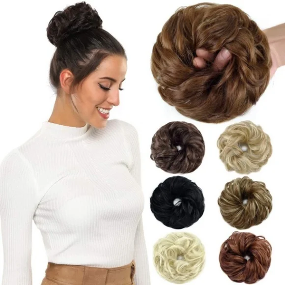 Blooming Hair Light Brown Messy Bun Extens…
