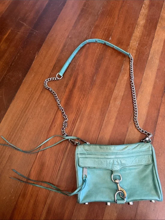 Rebecca Minkoff Seafoam blue green Leather Mini Mac Crossbody