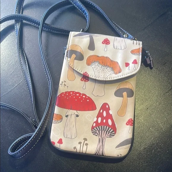 Mushroom Print Crossbody Bag