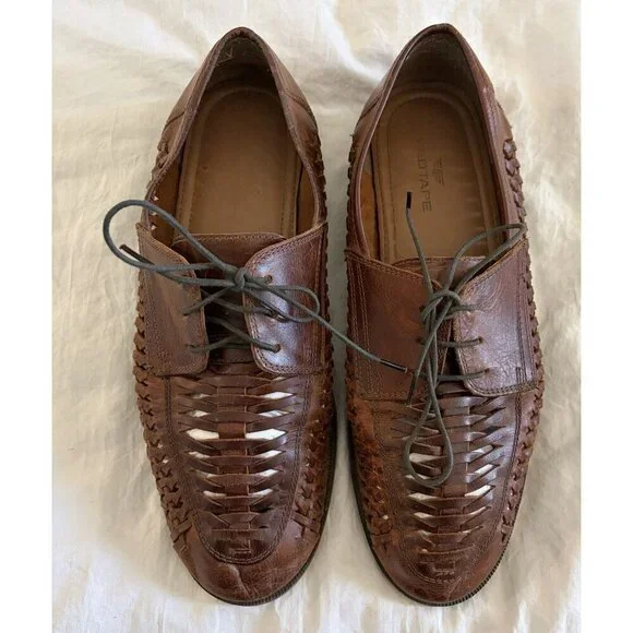 Red Tape Men’s Brown Woven Lace Up Loafers Size 11
