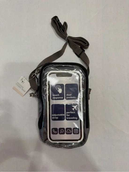 Clear Touch-Response Crossbody Phone Pouch in Gray