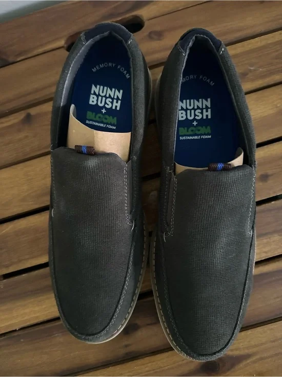 Nunn Bush Charcoal Canvas Slip-On Loafers for Men