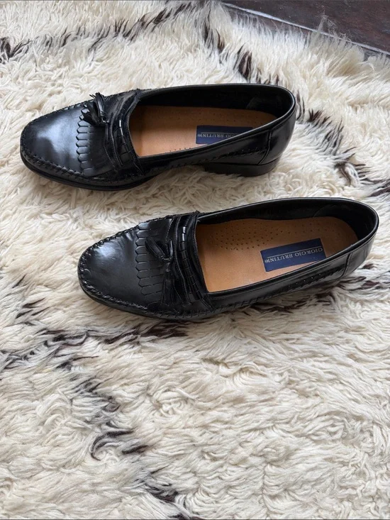 Giorgio Brutini Black Leather Tassel Loafers