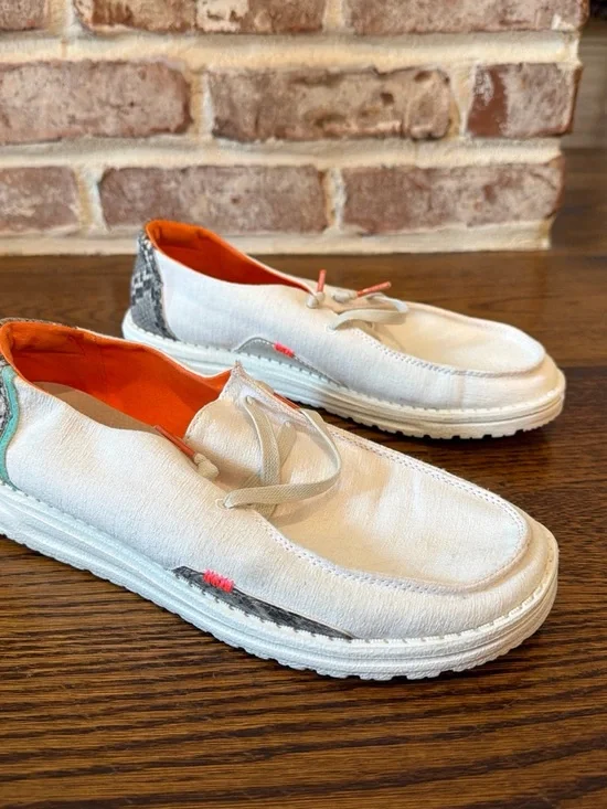 Women’s Hey Dude Canvas Slip-On Shoes with Orange Lining