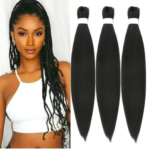 Pre-Stretched 20-Inch Quality Black Braiding Hair Extensions #3