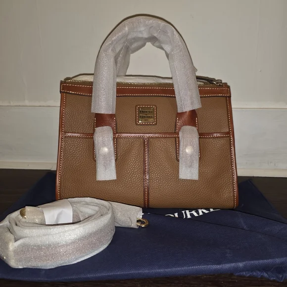 Dooney & Bourke Pebble Leather Satchel Bag in Brown