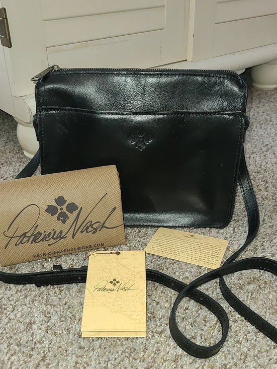 Patricia Nash Black Leather Crossbody Bag