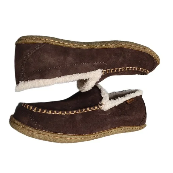 Columbia Big Sky Slippers Men 7 Brown Shearling Lined Moc Toe Slip On YM5241-248