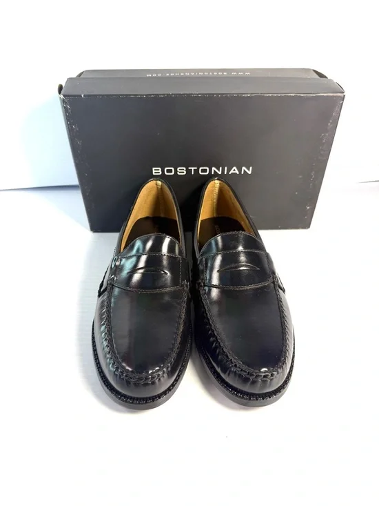 Bostonian Black Leather Penny Slip-On Loafers
